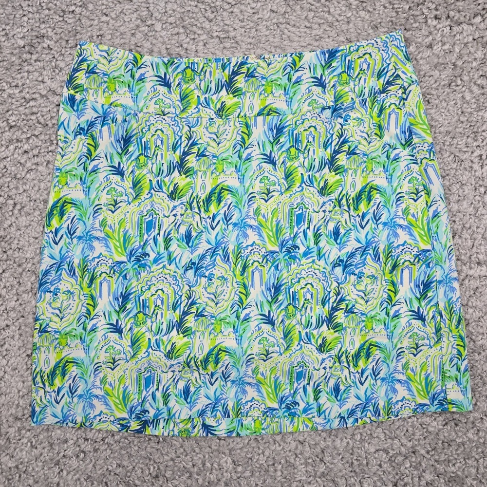 Lilly Pulitzer Jonas Skort Womens 10 Blue Green Tropical Floral Preppy Coastal